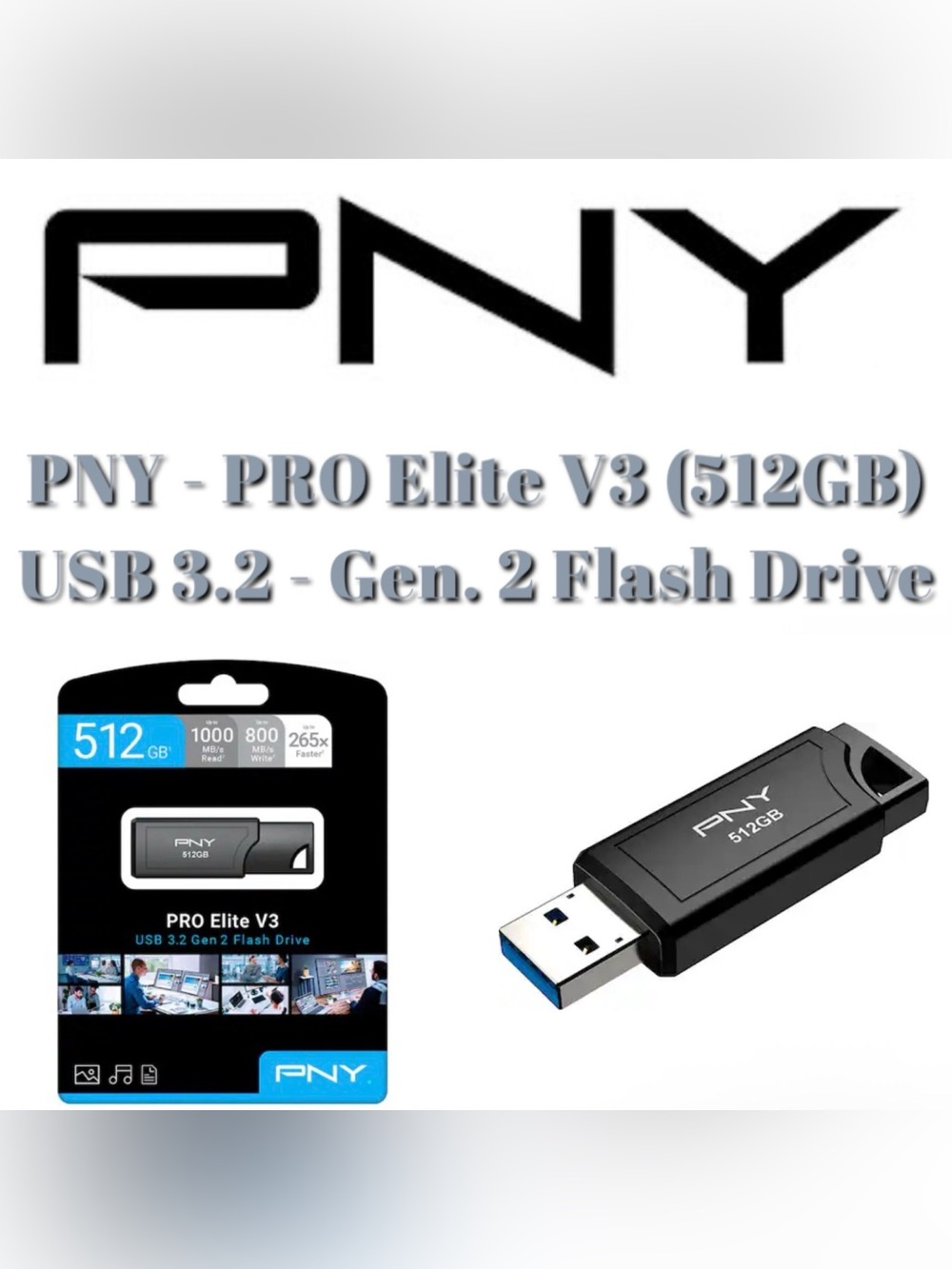 PNY - PRO Elite V3 (512GB) USB 3.2 - Gen. 2 Flash Drive (New/Sealed)